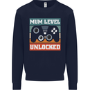 Mum Level Unlocked New Mommy Baby Born Mens Sweatshirt Jumper Navy Blue