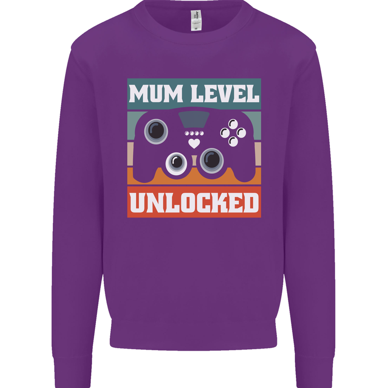 Mum Level Unlocked New Mommy Baby Born Mens Sweatshirt Jumper Purple