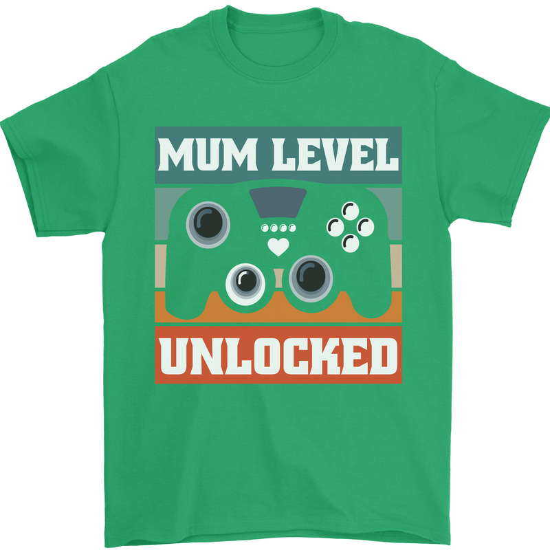 Mum Level Unlocked New Mommy Baby Born Mens T-Shirt 100% Cotton Irish Green