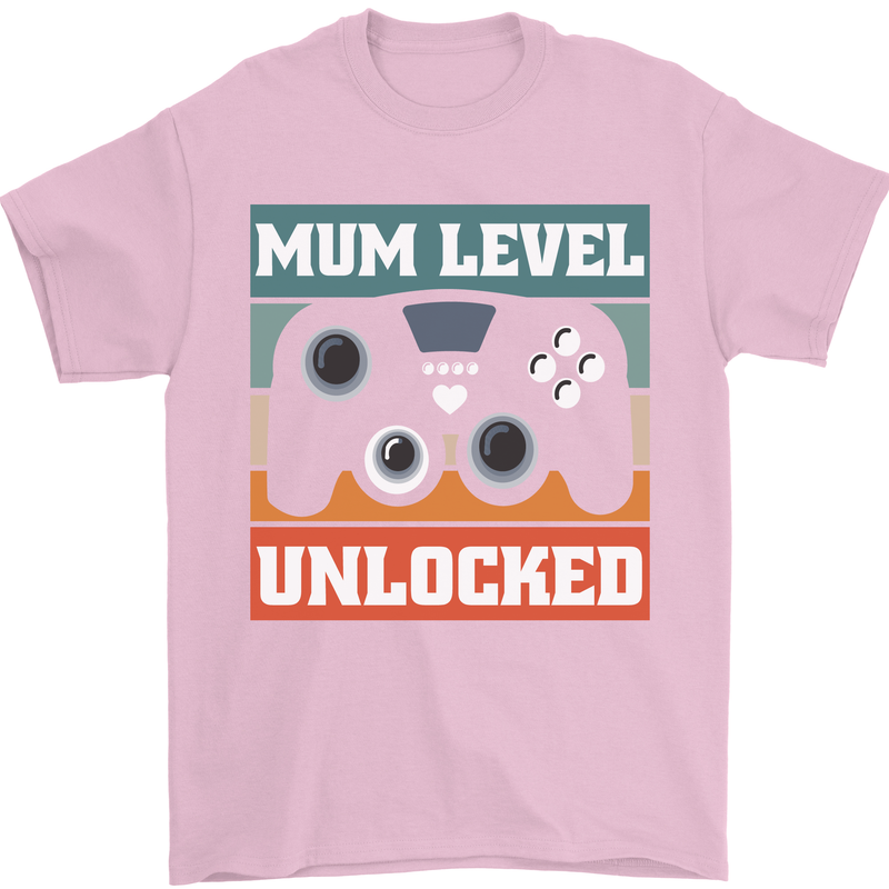 Mum Level Unlocked New Mommy Baby Born Mens T-Shirt 100% Cotton Light Pink
