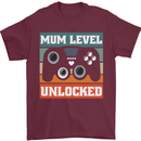 Mum Level Unlocked New Mommy Baby Born Mens T-Shirt 100% Cotton Maroon