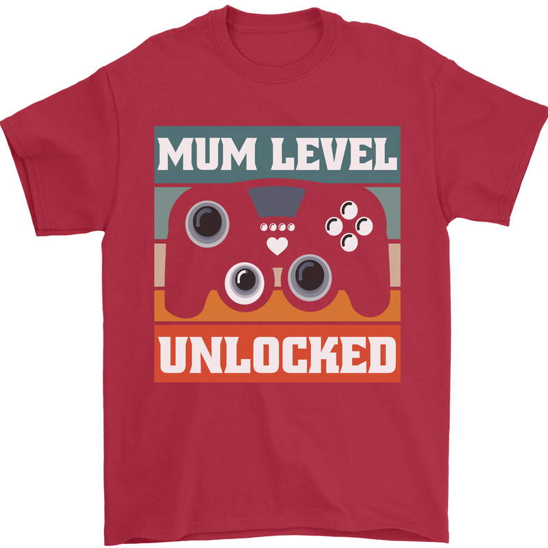 Mum Level Unlocked New Mommy Baby Born Mens T-Shirt 100% Cotton Red