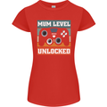 Mum Level Unlocked New Mommy Baby Born Womens Petite Cut T-Shirt Red
