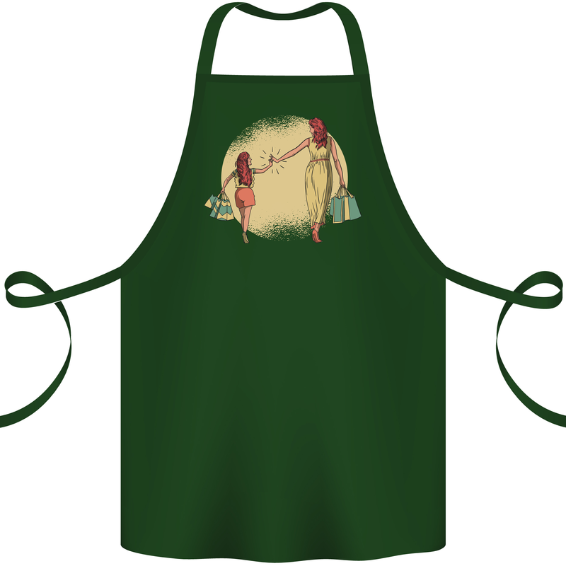 Mum and Daughter Shopping Cotton Apron 100% Organic Forest Green