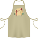 Mum and Daughter Shopping Cotton Apron 100% Organic Khaki