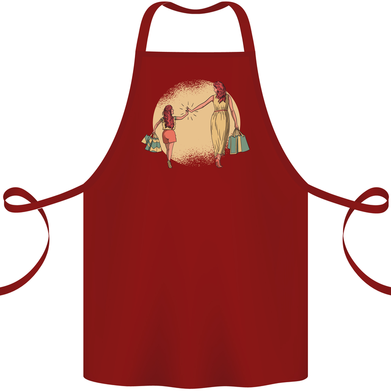 Mum and Daughter Shopping Cotton Apron 100% Organic Maroon