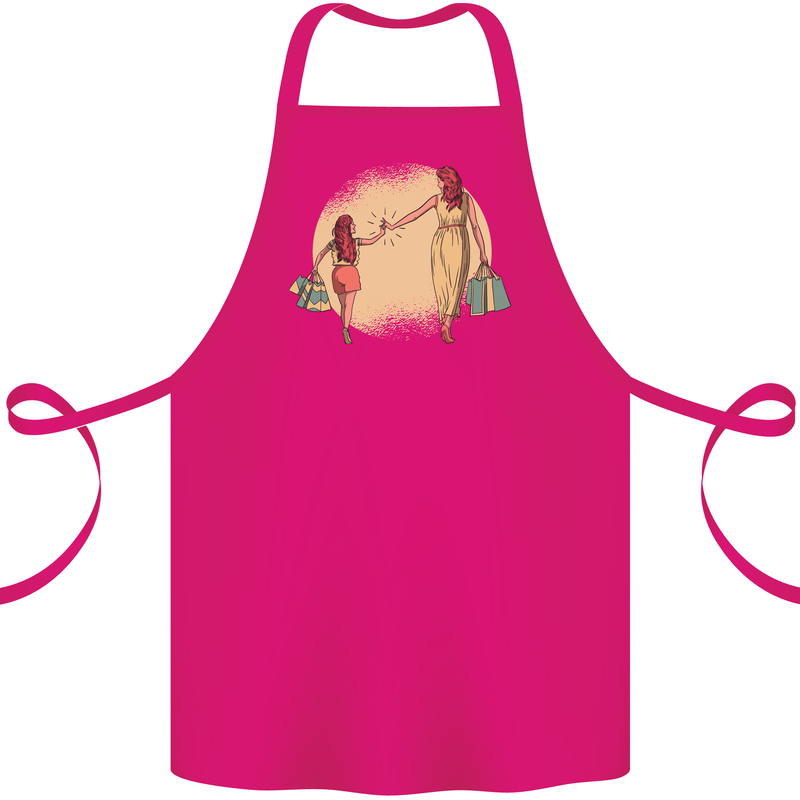 Mum and Daughter Shopping Cotton Apron 100% Organic Pink