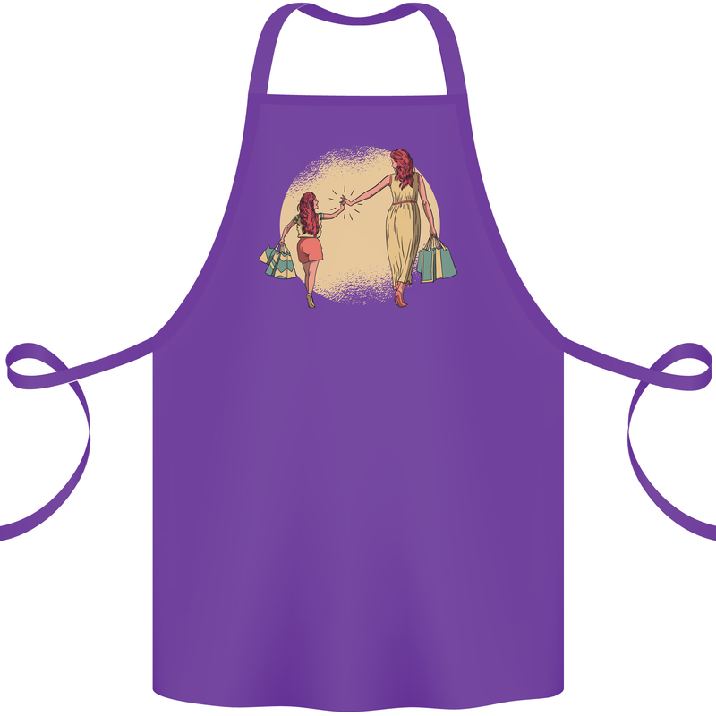 Mum and Daughter Shopping Cotton Apron 100% Organic Purple