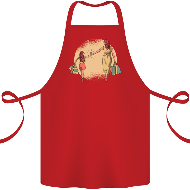 Mum and Daughter Shopping Cotton Apron 100% Organic Red