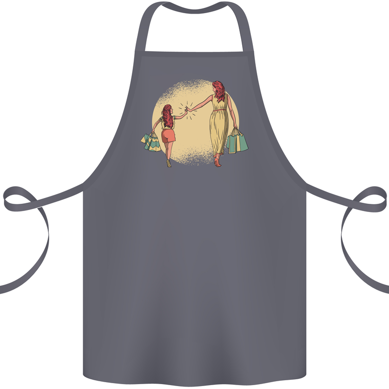 Mum and Daughter Shopping Cotton Apron 100% Organic Steel