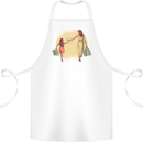 Mum and Daughter Shopping Cotton Apron 100% Organic White