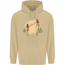 Mum and Daughter Shopping Mens 80% Cotton Hoodie Sand