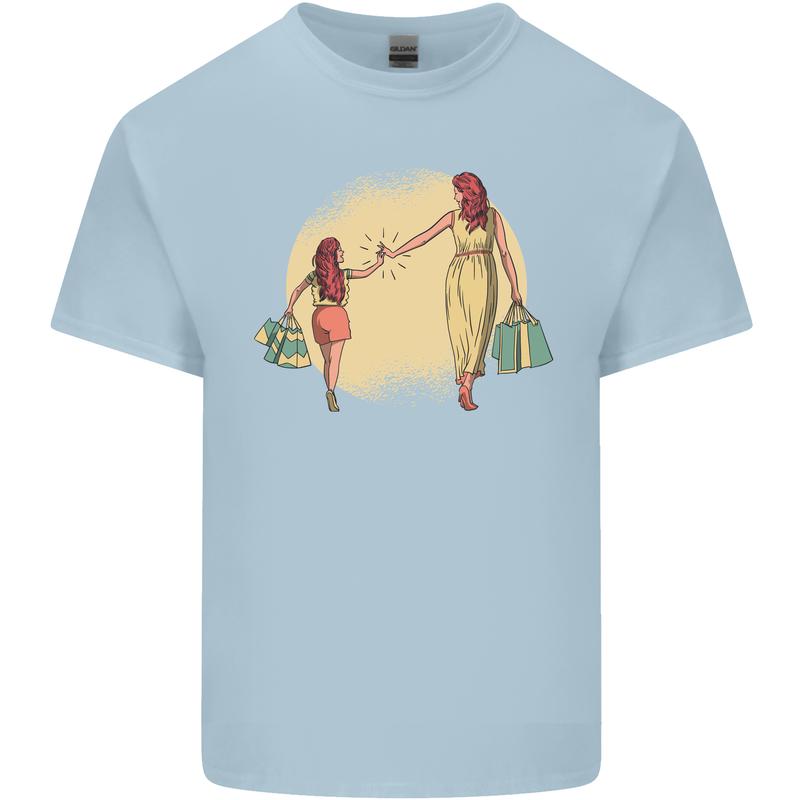 Mum and Daughter Shopping Mens Cotton T-Shirt Tee Top Light Blue