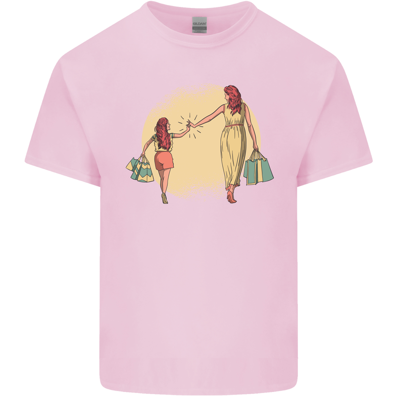 Mum and Daughter Shopping Mens Cotton T-Shirt Tee Top Light Pink