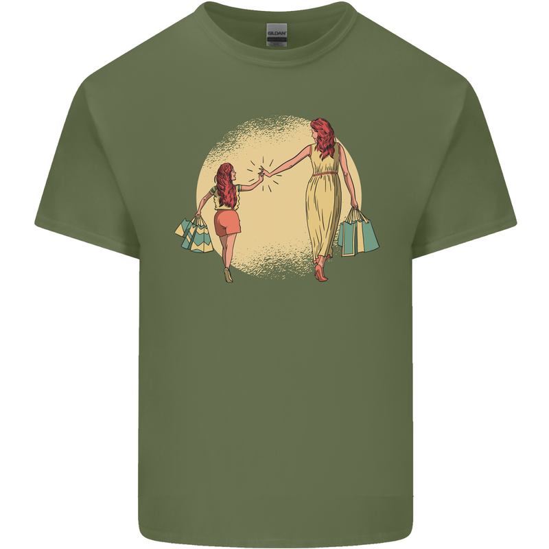 Mum and Daughter Shopping Mens Cotton T-Shirt Tee Top Military Green