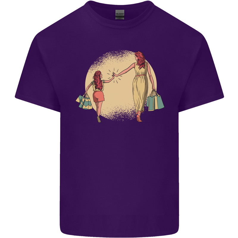 Mum and Daughter Shopping Mens Cotton T-Shirt Tee Top Purple