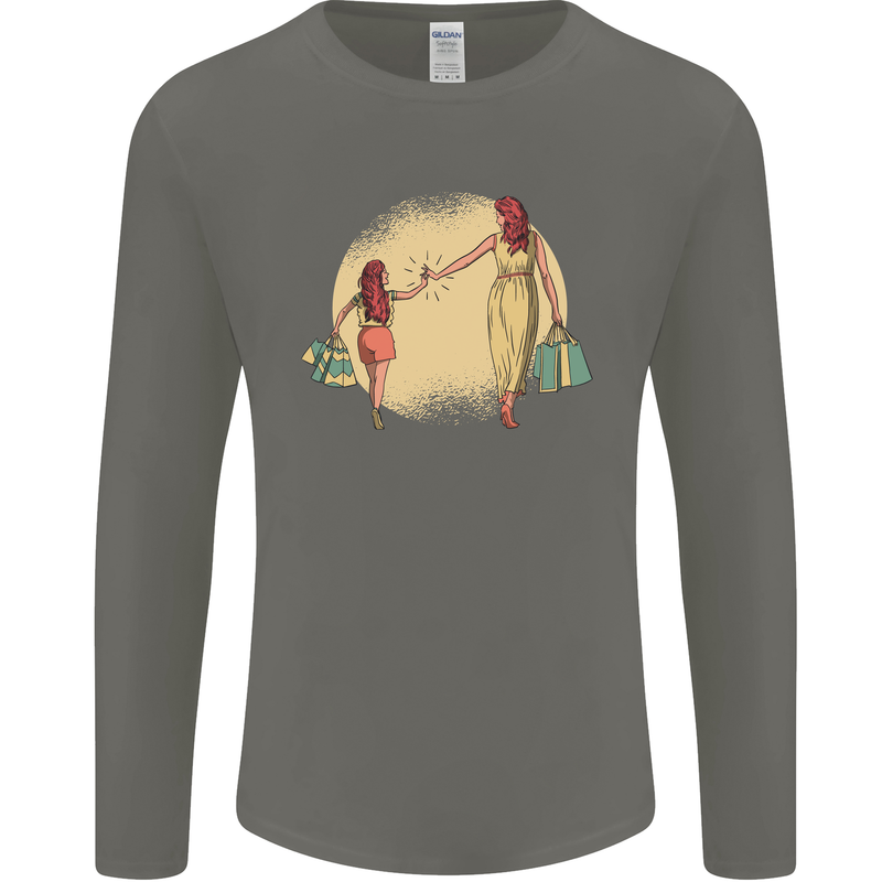 Mum and Daughter Shopping Mens Long Sleeve T-Shirt Charcoal