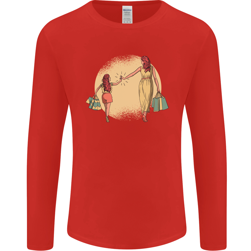 Mum and Daughter Shopping Mens Long Sleeve T-Shirt Red