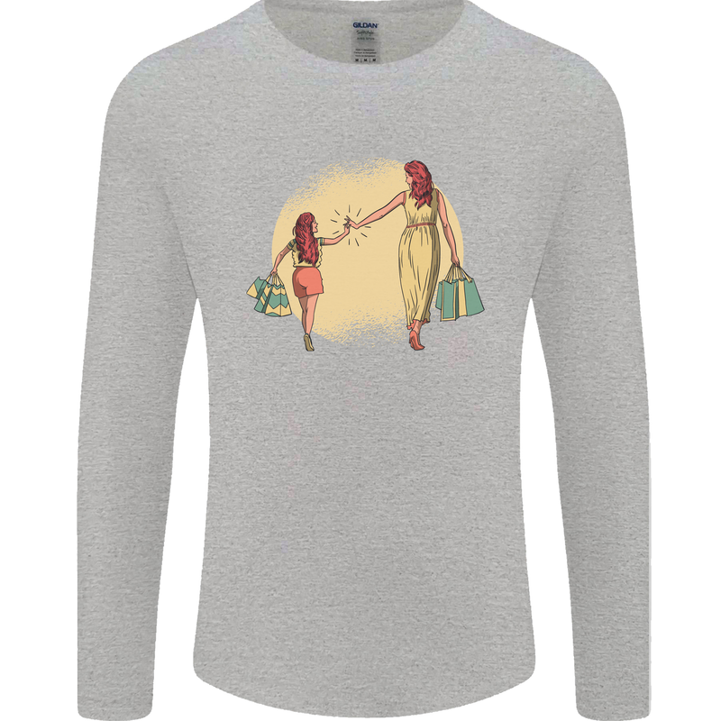 Mum and Daughter Shopping Mens Long Sleeve T-Shirt Sports Grey