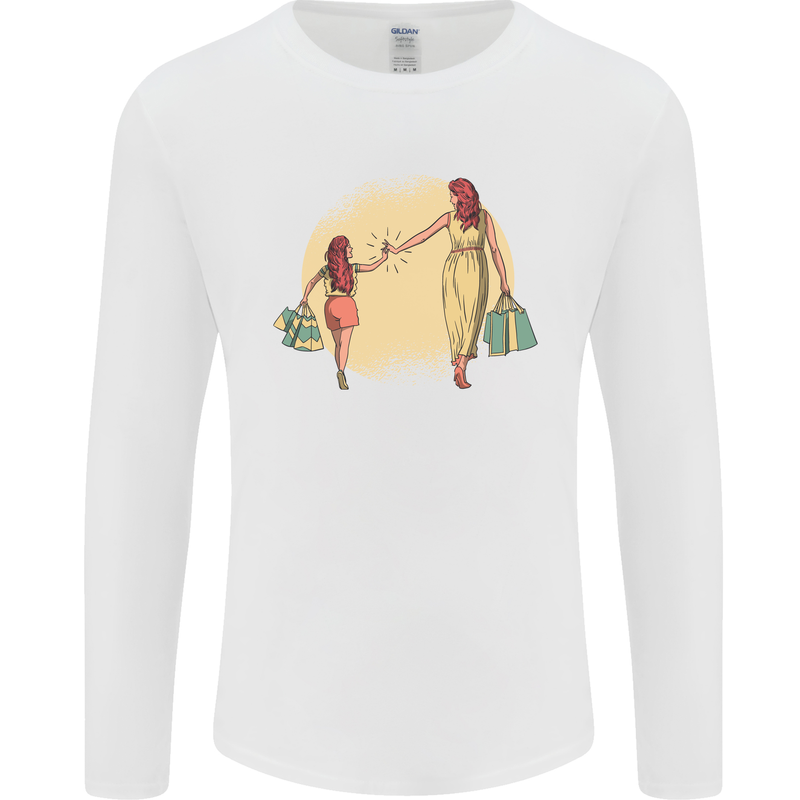 Mum and Daughter Shopping Mens Long Sleeve T-Shirt White