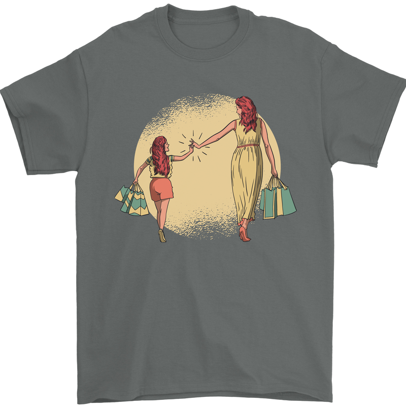 Mum and Daughter Shopping Mens T-Shirt Cotton Gildan Charcoal