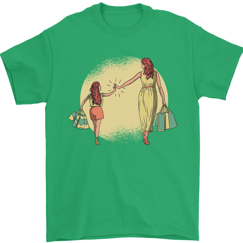 Mum and Daughter Shopping Mens T-Shirt Cotton Gildan Irish Green