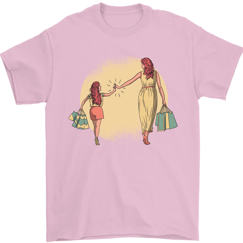 Mum and Daughter Shopping Mens T-Shirt Cotton Gildan Light Pink