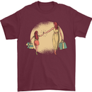 Mum and Daughter Shopping Mens T-Shirt Cotton Gildan Maroon