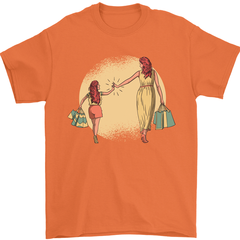Mum and Daughter Shopping Mens T-Shirt Cotton Gildan Orange