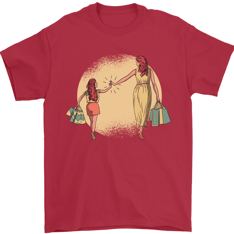 Mum and Daughter Shopping Mens T-Shirt Cotton Gildan Red
