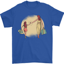 Mum and Daughter Shopping Mens T-Shirt Cotton Gildan Royal Blue