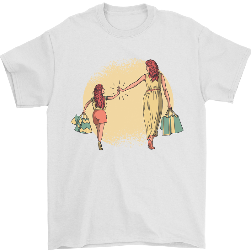Mum and Daughter Shopping Mens T-Shirt Cotton Gildan White