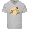 Mum and Daughter Shopping Mens V-Neck Cotton T-Shirt Sports Grey
