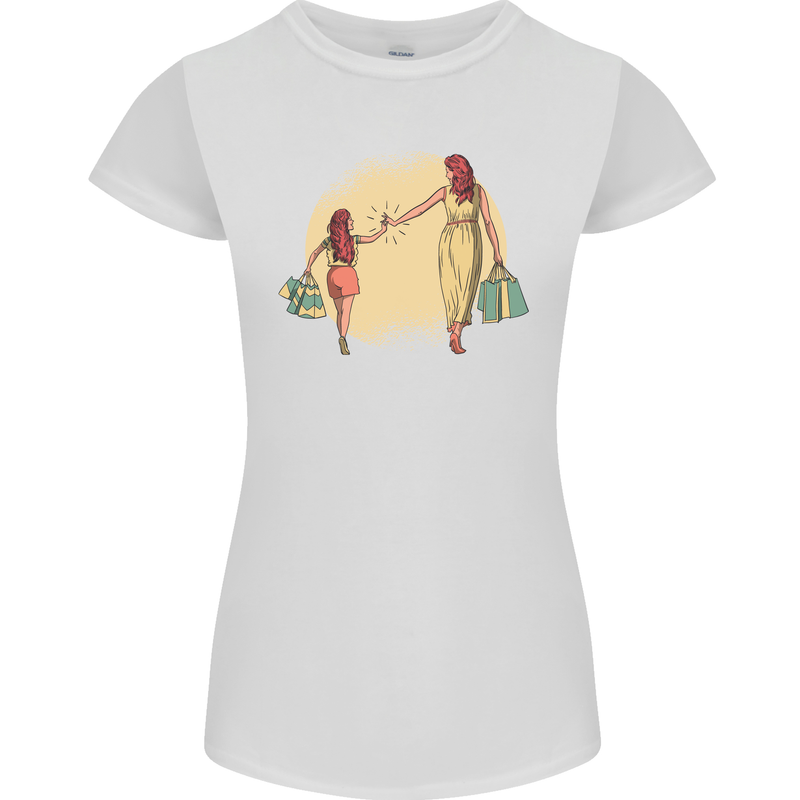 Mum and Daughter Shopping Womens Petite Cut T-Shirt White