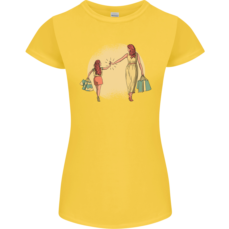 Mum and Daughter Shopping Womens Petite Cut T-Shirt Yellow