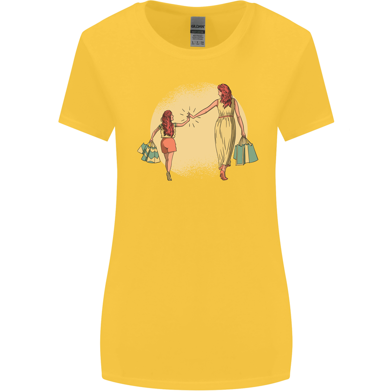 Mum and Daughter Shopping Womens Wider Cut T-Shirt Yellow