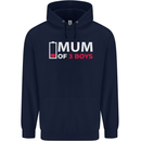 Mum of 3 Boys Funny Mother's Day Mens 80% Cotton Hoodie Navy Blue