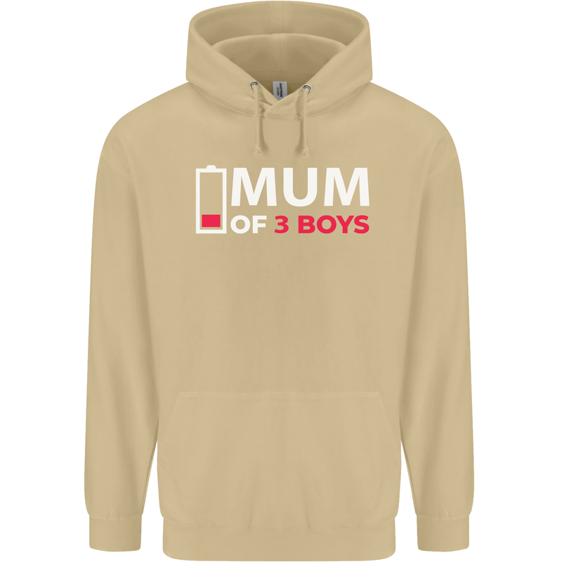 Mum of 3 Boys Funny Mother's Day Mens 80% Cotton Hoodie Sand