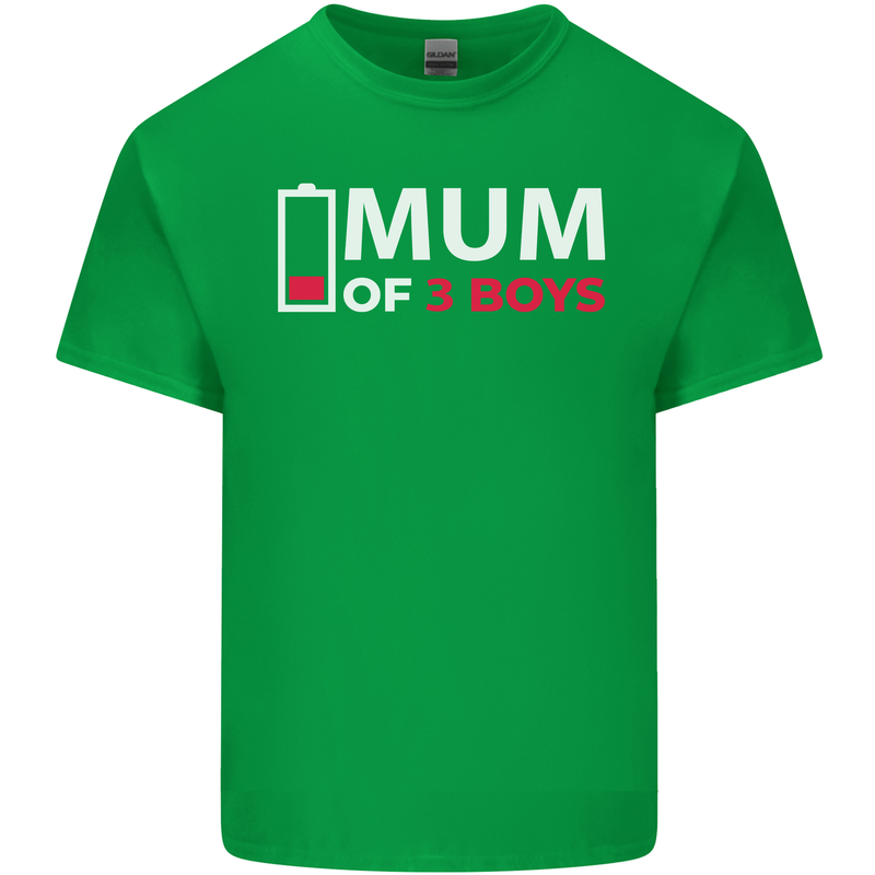 Mum of 3 Boys Funny Mother's Day Mens Cotton T-Shirt Tee Top Irish Green