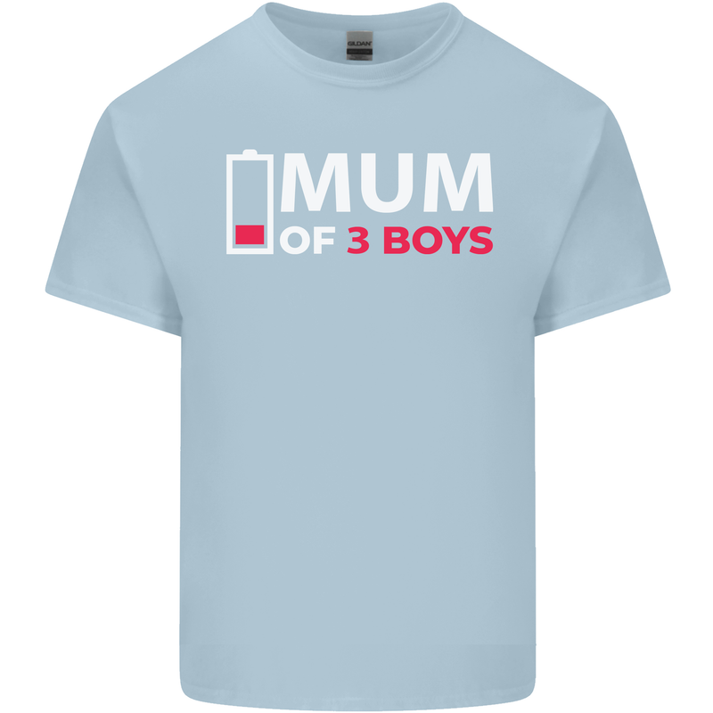 Mum of 3 Boys Funny Mother's Day Mens Cotton T-Shirt Tee Top Light Blue