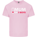 Mum of 3 Boys Funny Mother's Day Mens Cotton T-Shirt Tee Top Light Pink