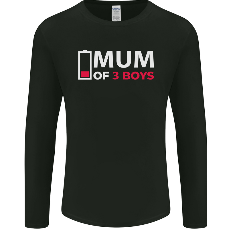 Mum of 3 Boys Funny Mother's Day Mens Long Sleeve T-Shirt Black