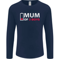 Mum of 3 Boys Funny Mother's Day Mens Long Sleeve T-Shirt Navy Blue