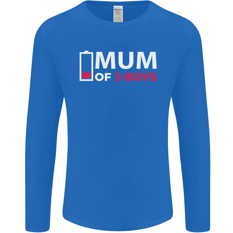 Mum of 3 Boys Funny Mother's Day Mens Long Sleeve T-Shirt Royal Blue
