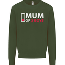 Mum of 3 Boys Funny Mother's Day Mens Sweatshirt Jumper Forest Green