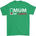 Mum of 3 Boys Funny Mother's Day Mens T-Shirt Cotton Gildan Irish Green