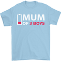 Mum of 3 Boys Funny Mother's Day Mens T-Shirt Cotton Gildan Light Blue