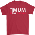 Mum of 3 Boys Funny Mother's Day Mens T-Shirt Cotton Gildan Red