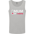 Mum of 3 Boys Funny Mother's Day Mens Vest Tank Top Sports Grey