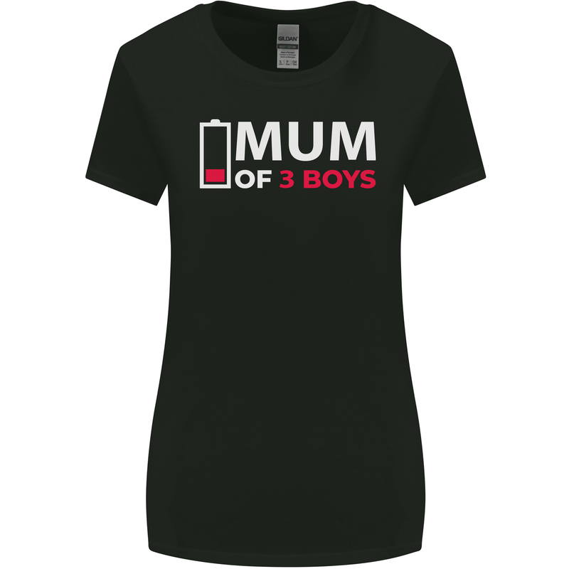 Mum of 3 Boys Funny Mother's Day Womens Wider Cut T-Shirt Black